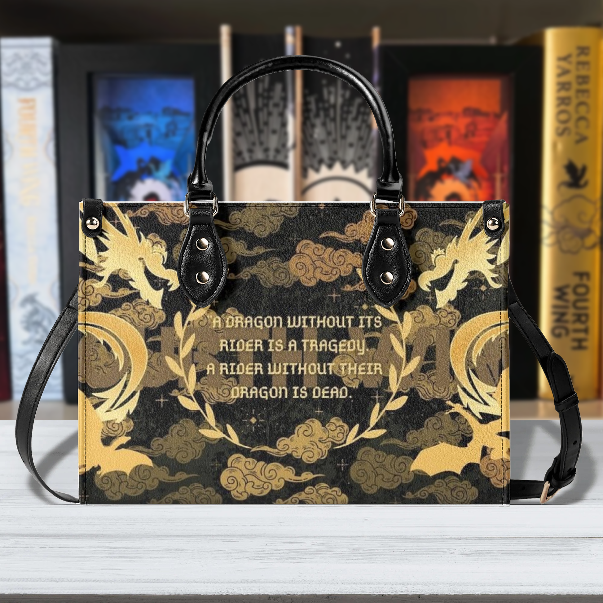 Forth Wing Quotes Leather Bag, Forth Wing Inspired Bag, Personalized Leather Bag, Fantasy Leather Handbag, Perfect Gift for Women. HBVLR31