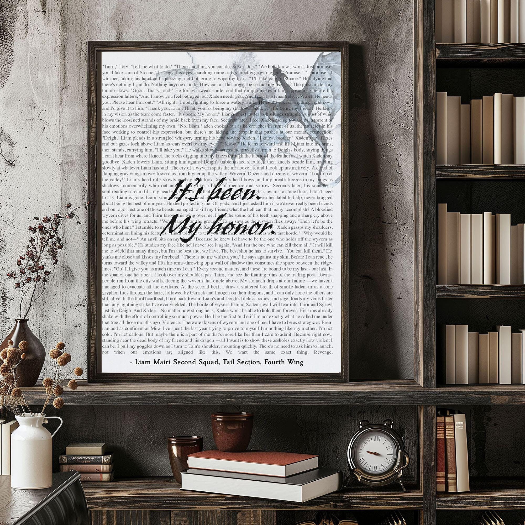 Fourth Wing Quote Print - Liam Mairi It's Been My Honor, The Empyrean Poster, Rebecca Yarros Poster, Gift For Fan VLRP02