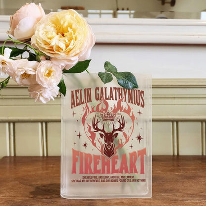 Aelin Galathynius Book Vase, Fireheart Acrylic Flower Holder, Throne of Glass Inspired Decor, She Was Fire Quote, SJM Bookish Gift VLRBV28