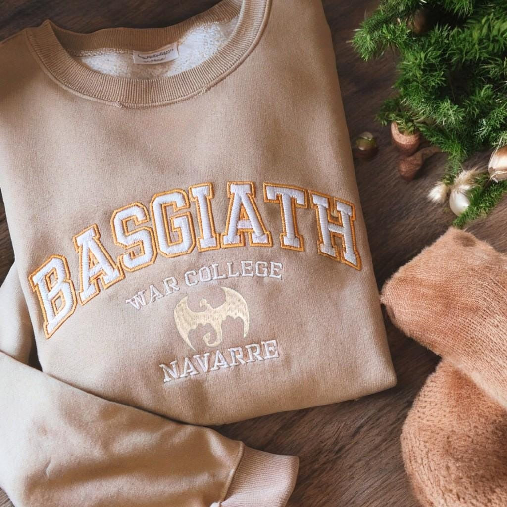 Embroidered Basgiath War College Sweatshirt, Dragon Rider Shirt, Violet Sorrengail Shirt,Fourth Wing Books, Fantasy Reader, Booktok, Navarre VEMB40