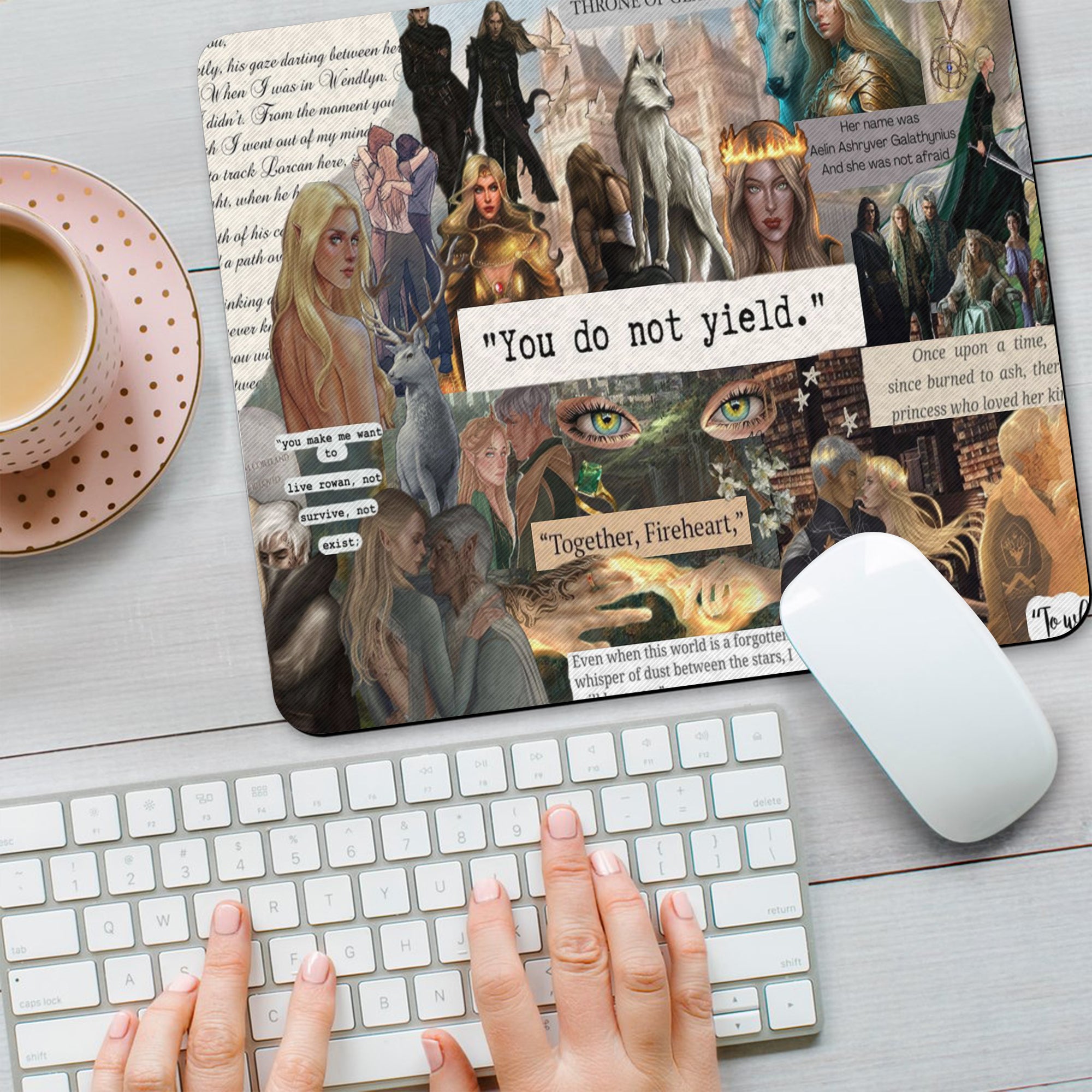 Throne of Glass Desk Mat, Aelin Galathynius Fireheart Desk Pad, Large Gaming Mouse Pad, Sarah J Maas Bookish Gift for Readers DMVLR31