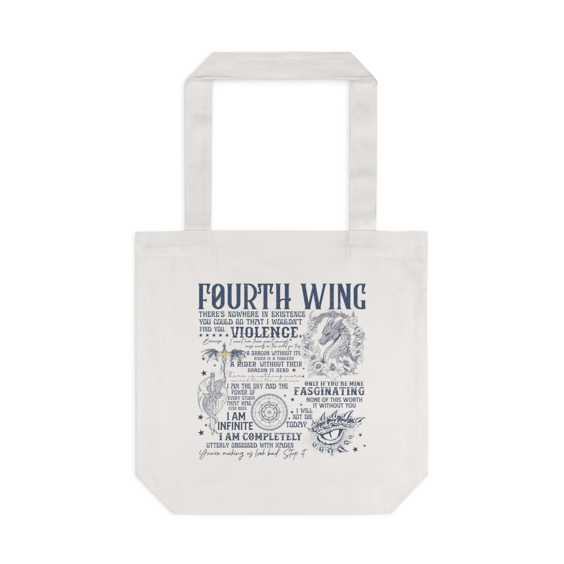 Fourth Wing Tote Bag – Rebecca Yarros Inspired Bookish Gift, Fantasy Quote Canvas Bag, Book Lover Aesthetic Bag TBVLR30