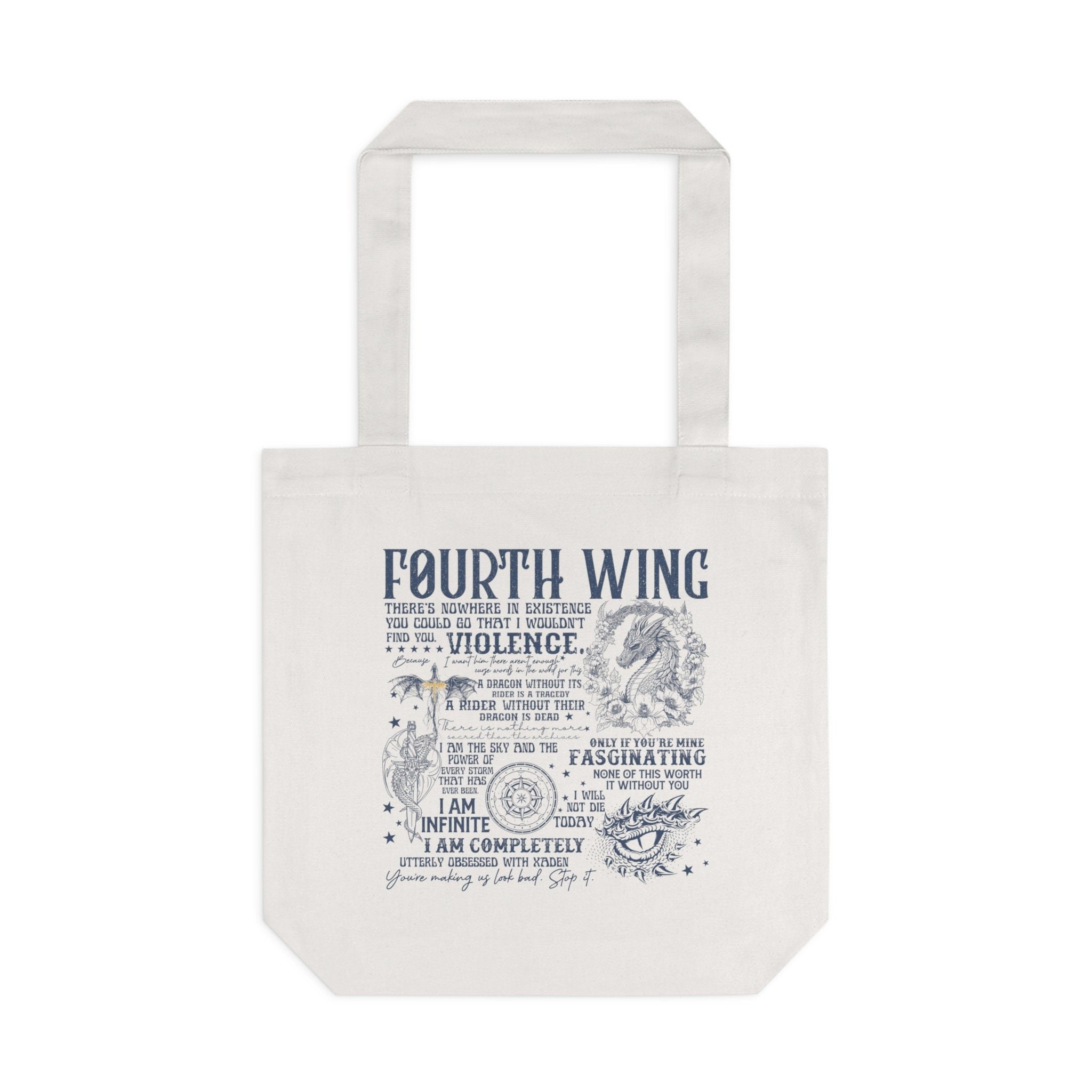 Fourth Wing Tote Bag – Rebecca Yarros Inspired Bookish Gift, Fantasy Quote Canvas Bag, Book Lover Aesthetic Bag TBVLR30
