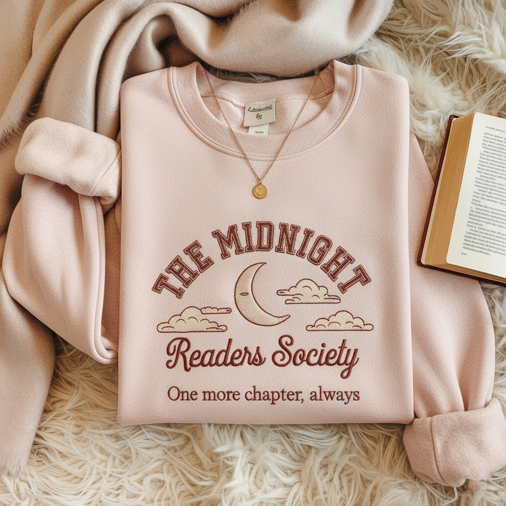 Late Night Readers Club Embroidered Sweatshirt, Book Lover Gift, Cozy Reading Crewneck, Bookworm Hoodie, Booktok Merch, Book Club Shirt