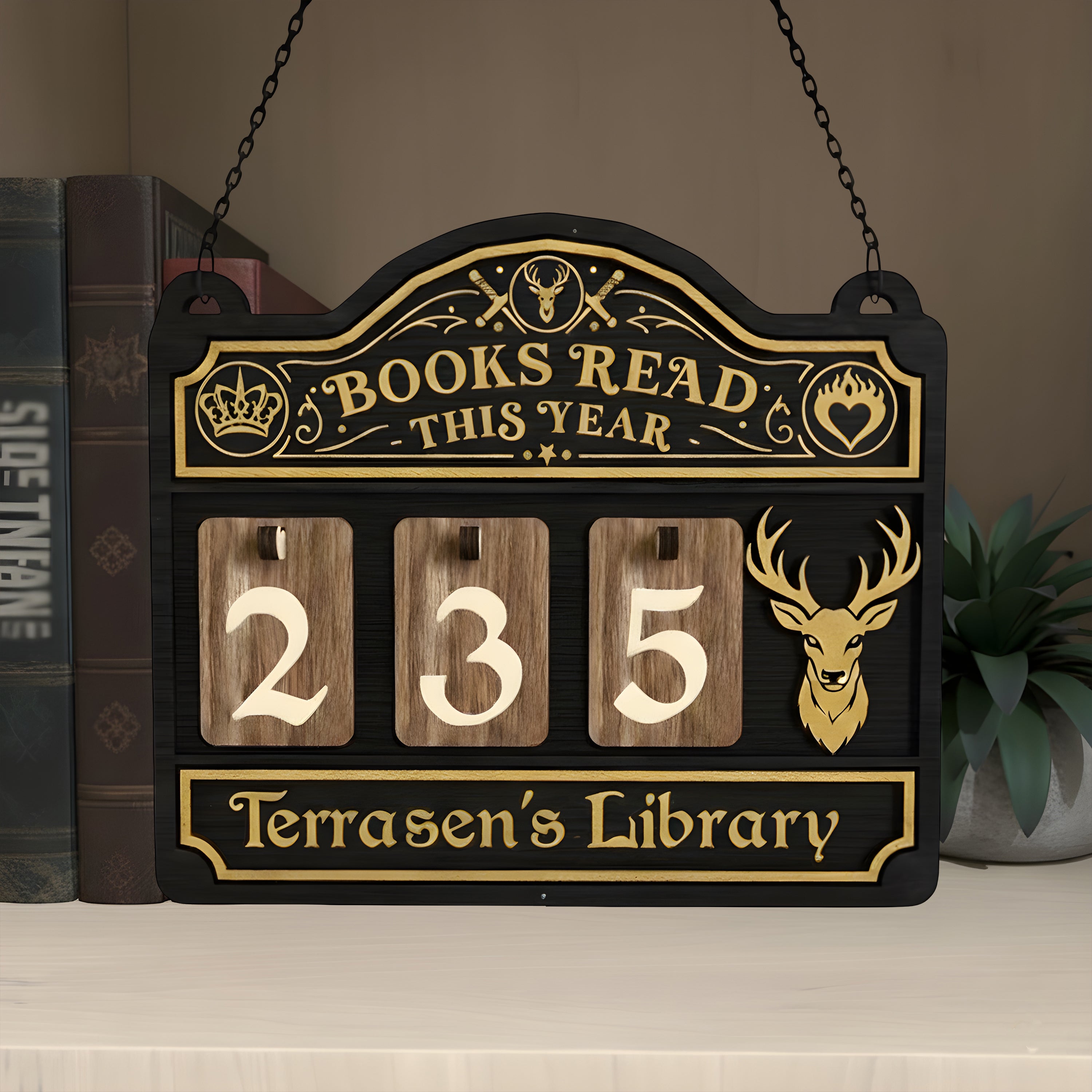 Terrasen Book Tracker Sign, Throne of Glass Inspired Decor, Fantasy Bookish Reading Goal Display, Cozy Reading Corner Gift BTVLR37