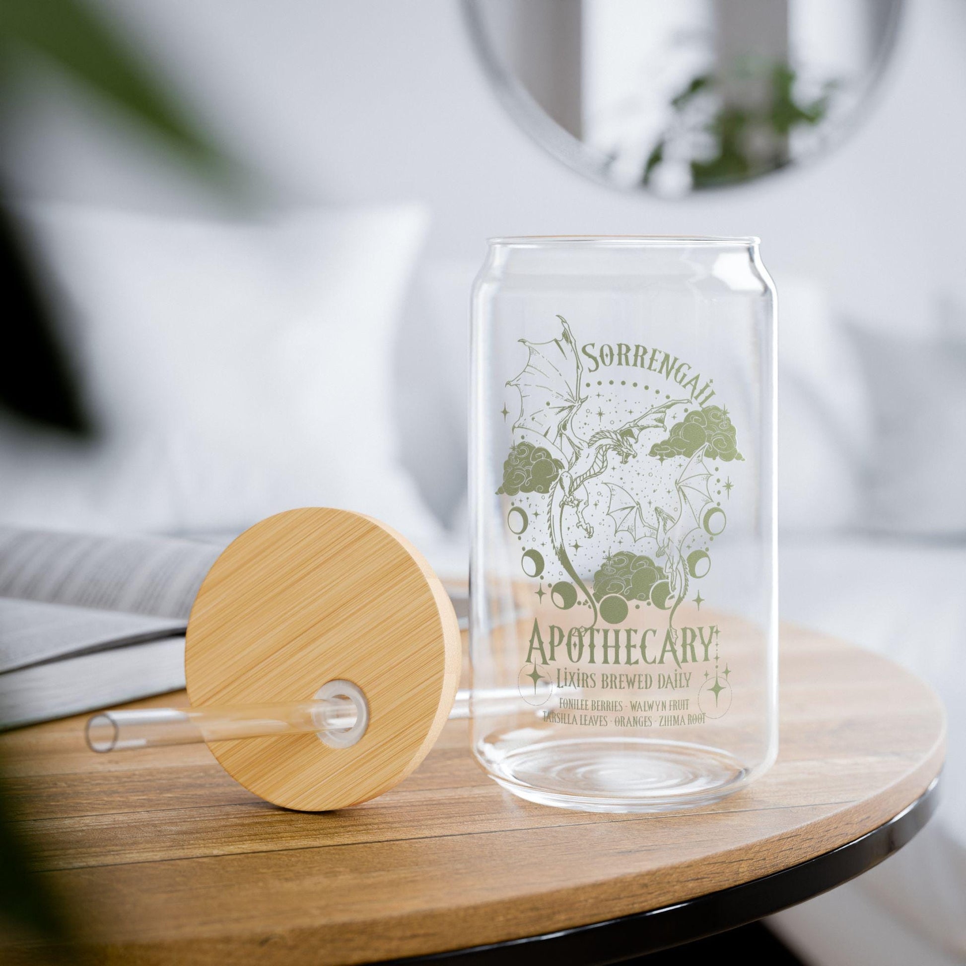 Fourth Wing Apothecary Sipper Glass, Book Lover Gift, Galentines Gift GLVLR28