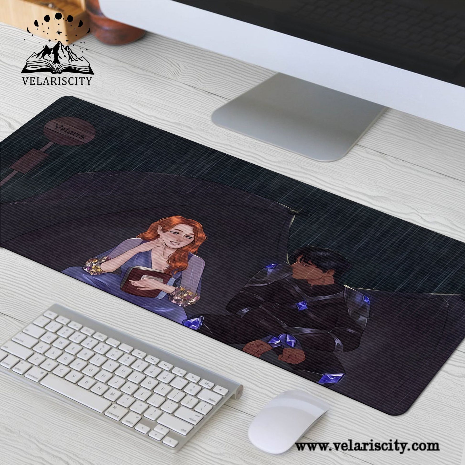 Nesta and Cassian Desk Mat, ACOTAR Desk Pad, Large Gaming Mouse Pad, Court of Nightmares Fan Art Gift for Fan DMVLR30