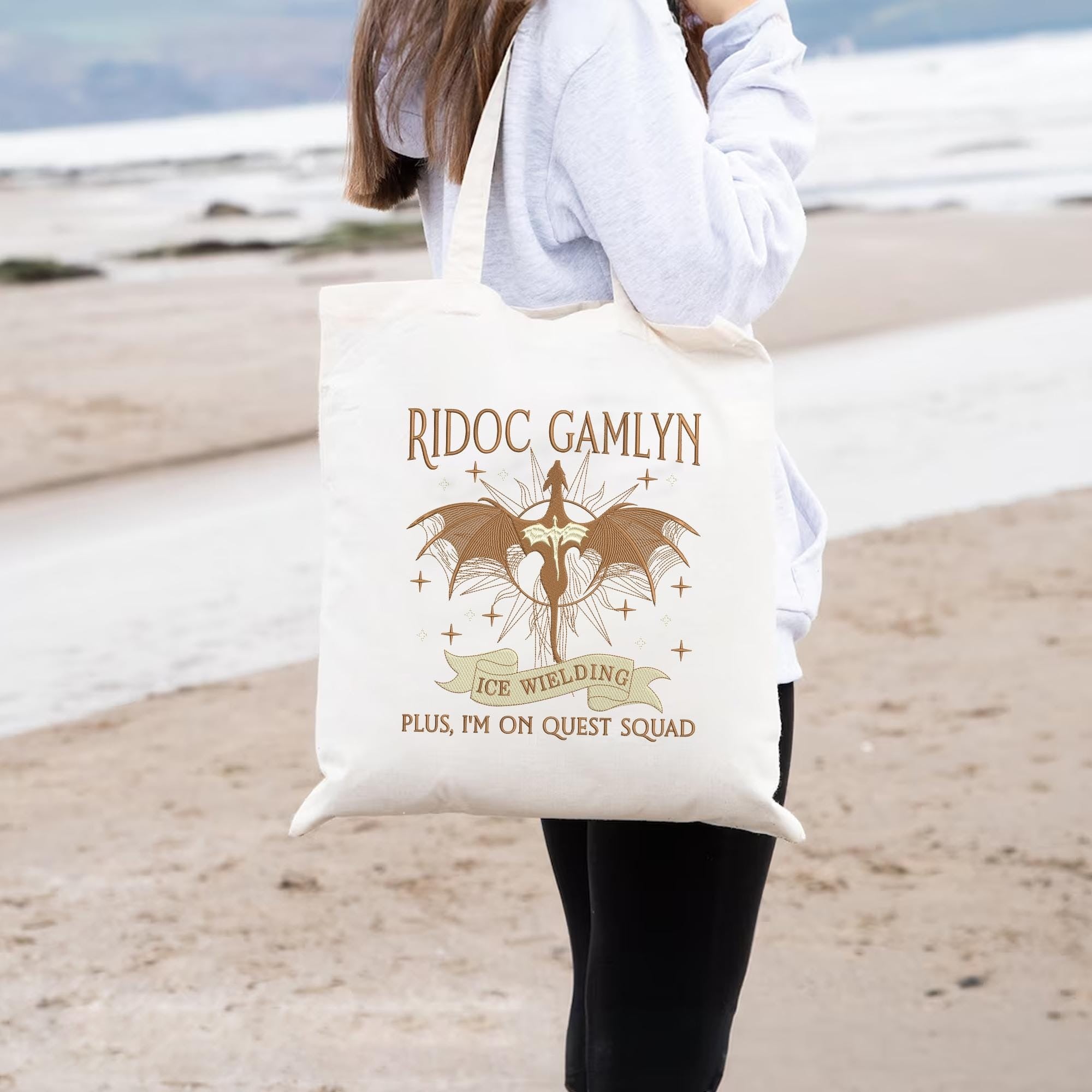 Basgiath War College Tote Bag, Embroidered Fourth Wing Canvas, Dragon Rider, Riders Quadrant, Fantasy Reader Gift, Bookish for Fan TBVLR31