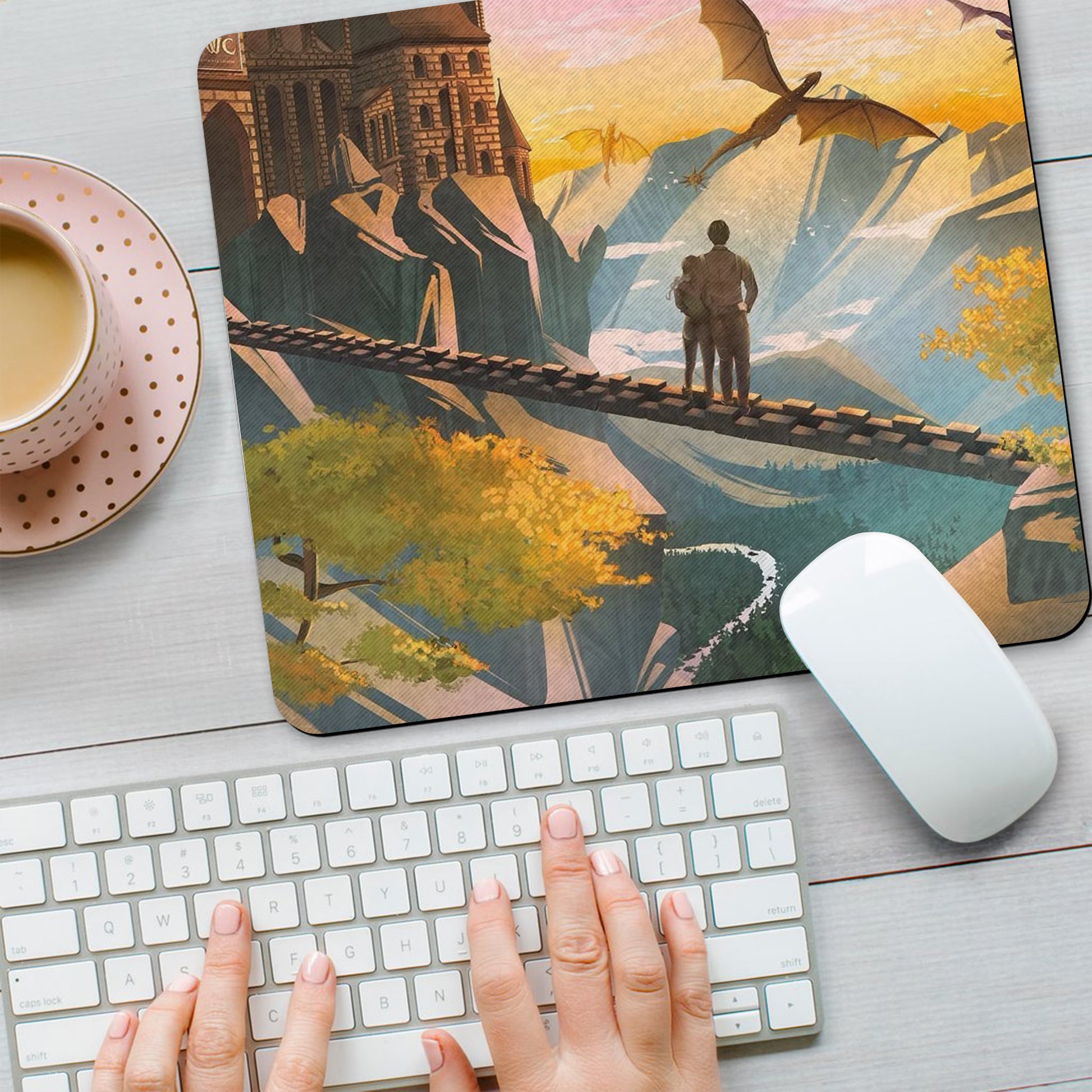 Fourth Wing Desk Mat, Violet and Xaden Dragon Riders, Bookish Gaming Mouse Pad, Fantasy Desk Decorh Gift for Readers DMVLR32
