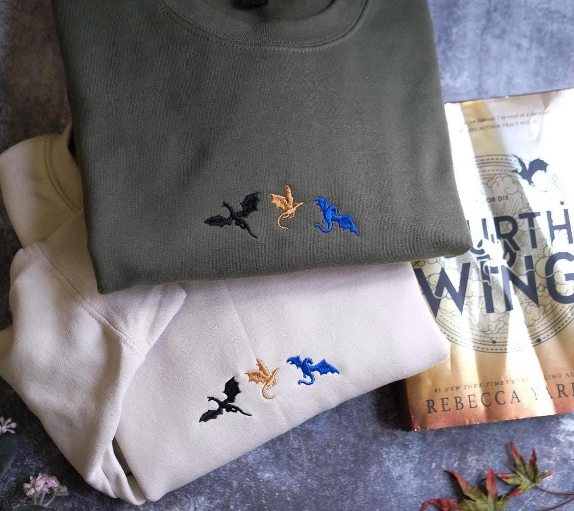 Tiny dragons embroidered sweatshirt, Fourth Wing embroidered sweatshirt, booktok, bookish gifts, dragon, basgiath war college crewneck VEMB41