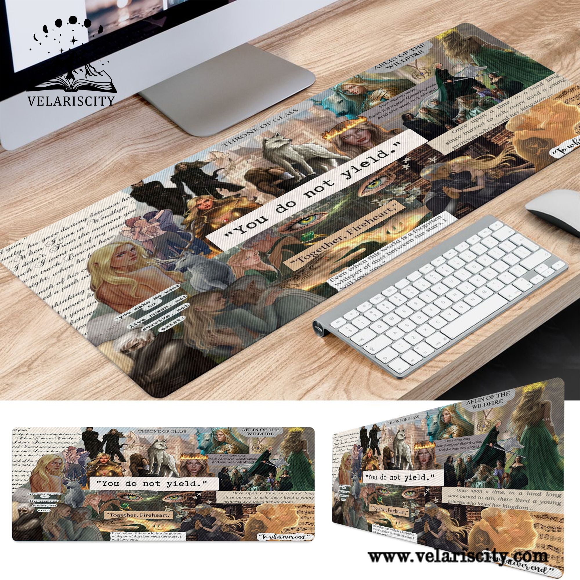 Throne of Glass Desk Mat, Aelin Galathynius Fireheart Desk Pad, Large Gaming Mouse Pad, Sarah J Maas Bookish Gift for Readers DMVLR31