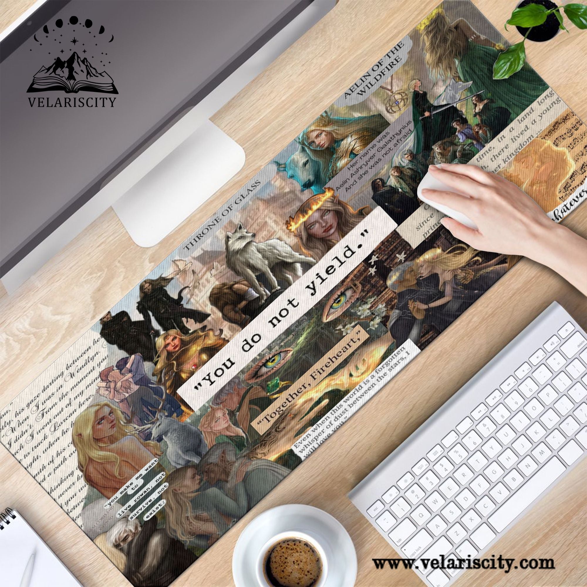 Throne of Glass Desk Mat, Aelin Galathynius Fireheart Desk Pad, Large Gaming Mouse Pad, Sarah J Maas Bookish Gift for Readers DMVLR31