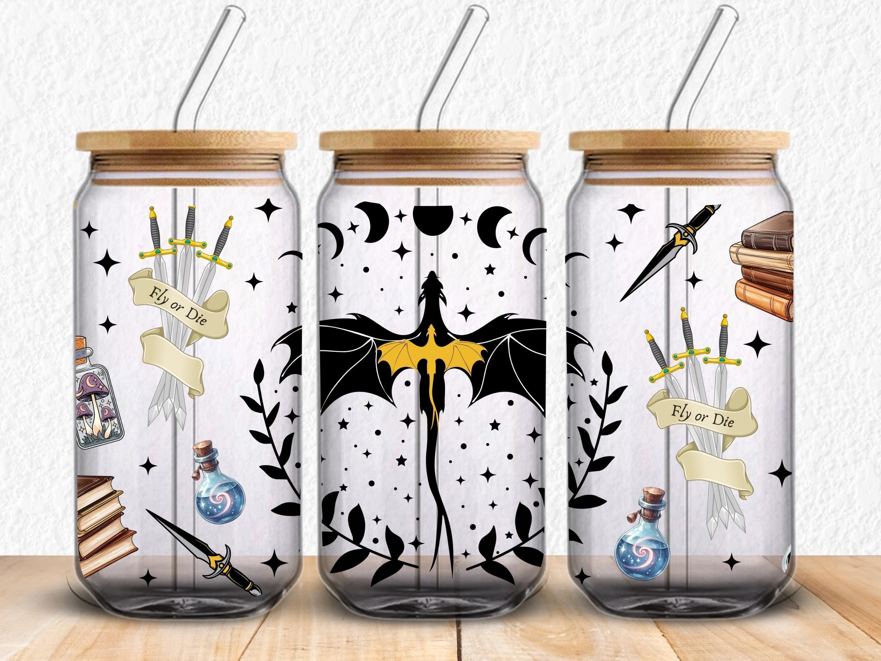 Fourth Wing Libbey Glass Beer Can Wrap, Bookish, Fantasy Dragon Book Lover,  Dragon Trendy Booktok GLVLR29