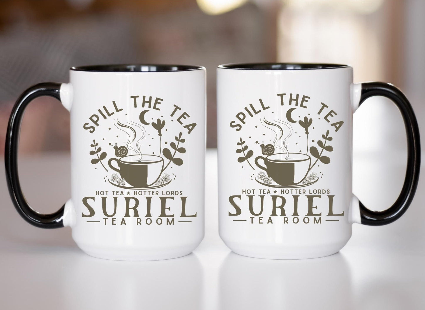 Suriel Tea Two-tone Coffee Mug, a Court of Throns and Roses Mug, Sarah J Maas, ACOTAR, Suriel's Tearoom, High Lord Hot Tea Cup, Bookish Gift MGVLR32
