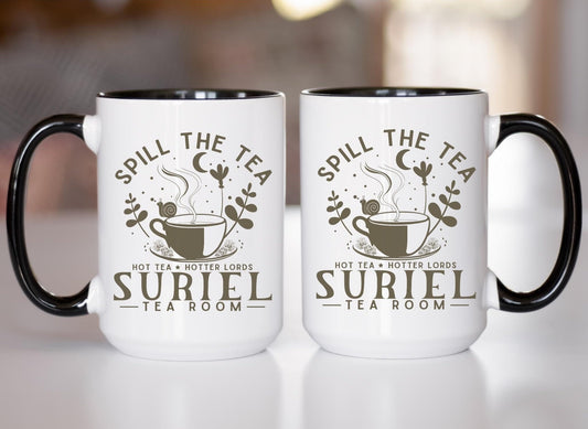 Suriel Tea Two-tone Coffee Mug, a Court of Throns and Roses Mug, Sarah J Maas, ACOTAR, Suriel's Tearoom, High Lord Hot Tea Cup, Bookish Gift MGVLR32