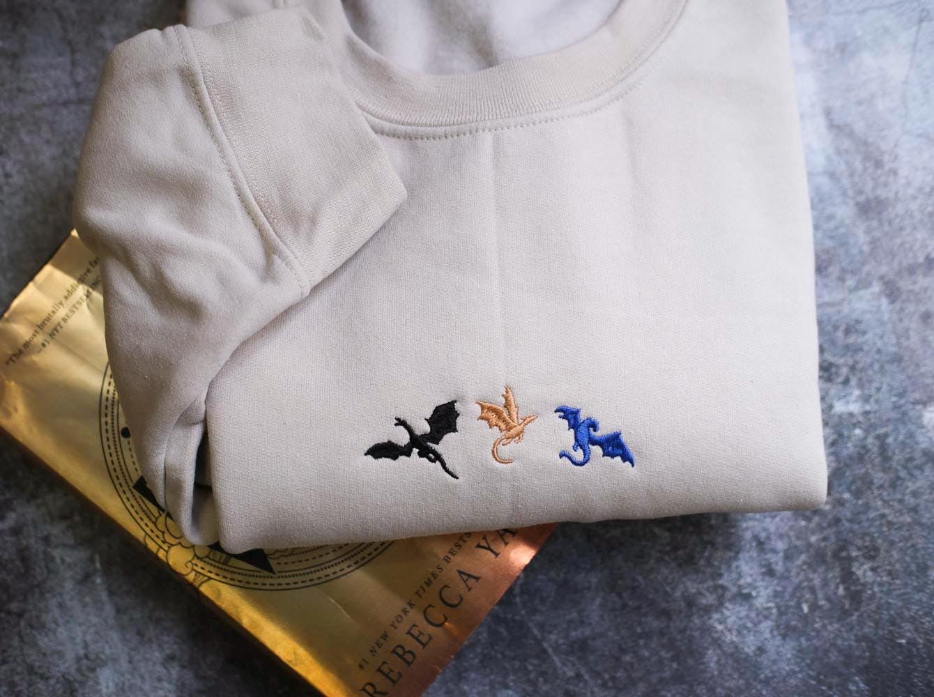 Tiny dragons embroidered sweatshirt, Fourth Wing embroidered sweatshirt, booktok, bookish gifts, dragon, basgiath war college crewneck VEMB41