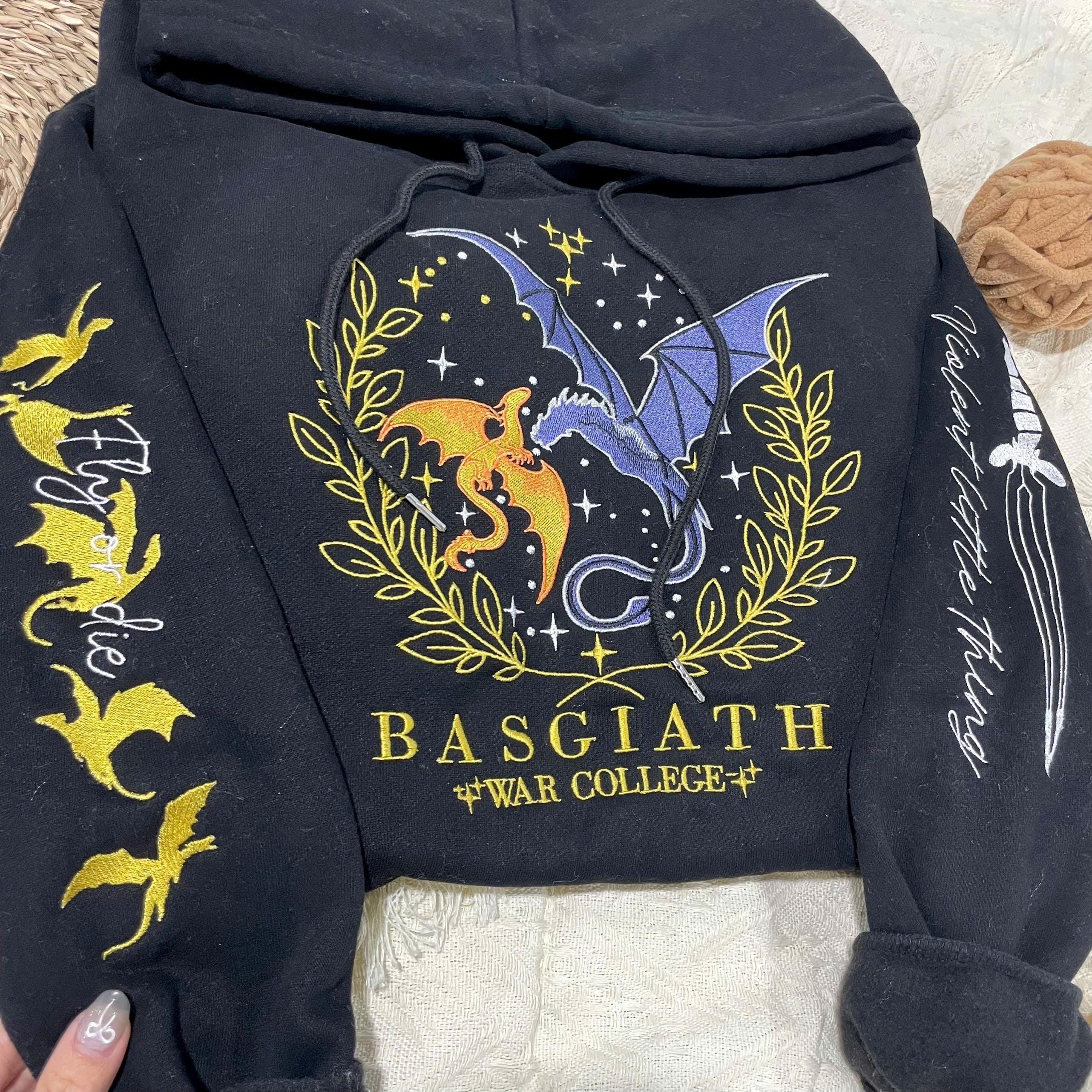 Fourth Wing Embroider Sweatshirt, Custom Basgiath War College, Dragon Rider,Violet Sorrengail,Xaden Riorson,Riders Quadrant,Fantasy Reader VEMB42