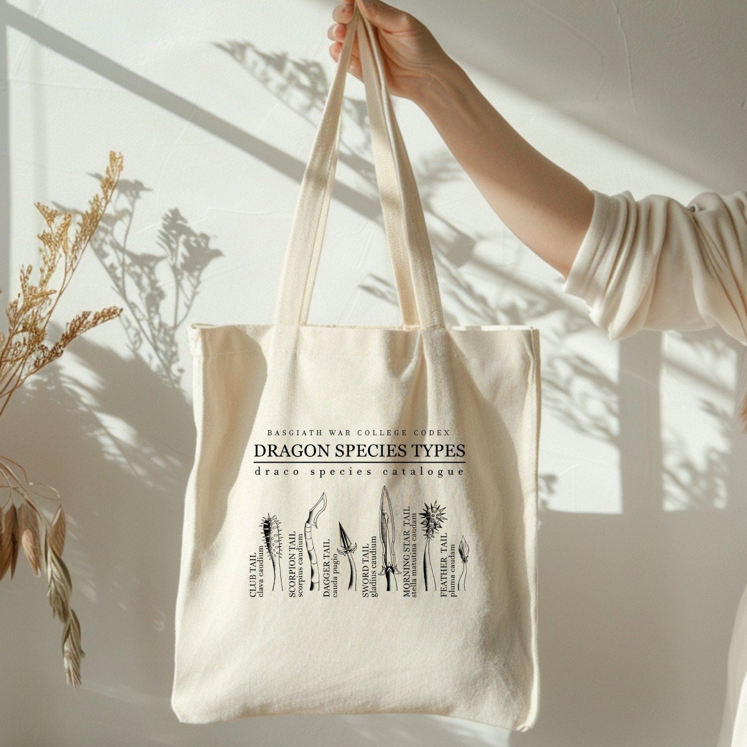 Fourth Wing Canvas Tote Bag, Dragon Species Type, Dragon Rider, Basgiath War College, Gift for Readers, Fantasy Lover, Romantasy, Bookish TBVLR32