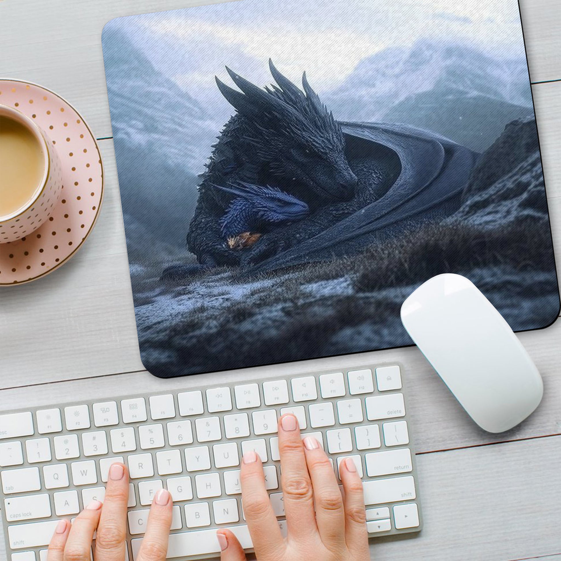 Fourth Wing Tairn Dragon Desk Mat, Fantasy Gaming Mouse Pad, Bookish Desk Decor for Readers DMVLR33