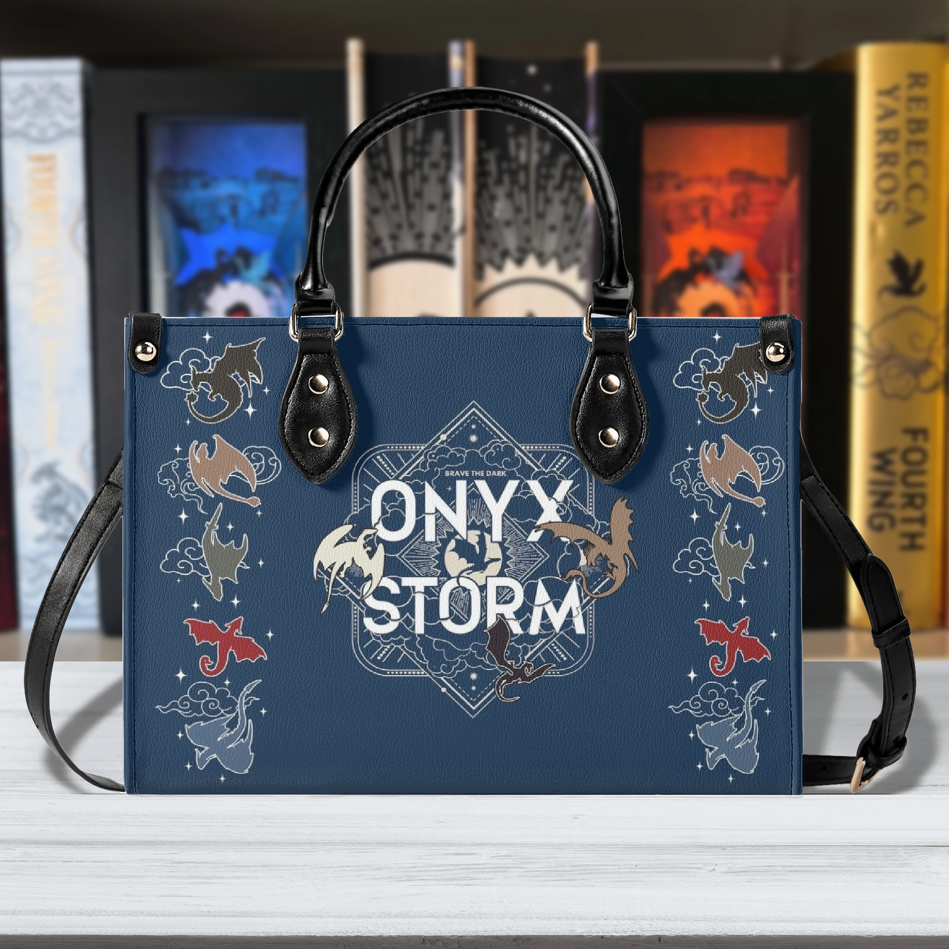 Onyx Storm Leather Bag, Onyx Storm Inspired Bag, Personalized Leather Bag, Fantasy Leather Handbag, Perfect Gift for Women. HBVLR34