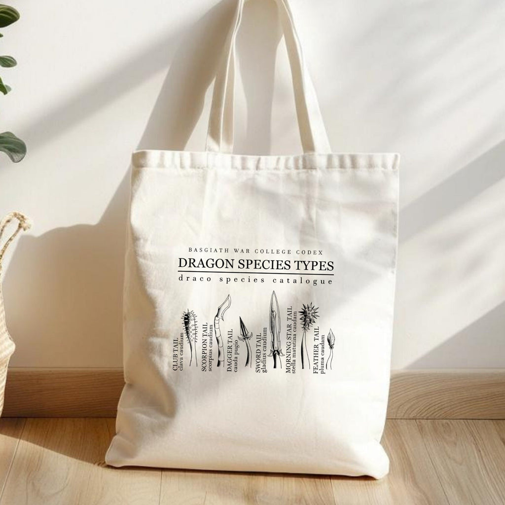 Fourth Wing Canvas Tote Bag, Dragon Species Type, Dragon Rider, Basgiath War College, Gift for Readers, Fantasy Lover, Romantasy, Bookish TBVLR32