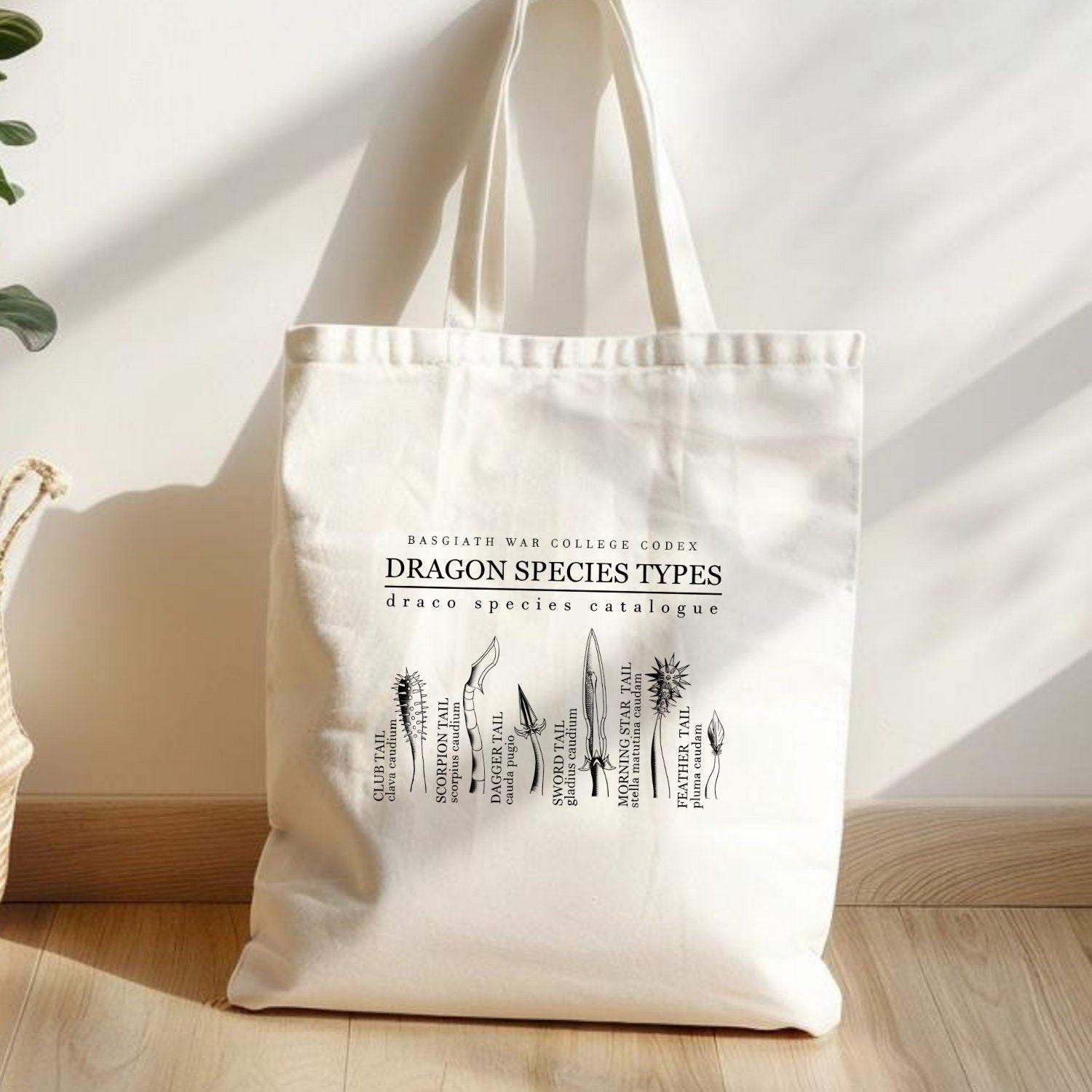 Fourth Wing Canvas Tote Bag, Dragon Species Type, Dragon Rider, Basgiath War College, Gift for Readers, Fantasy Lover, Romantasy, Bookish TBVLR32