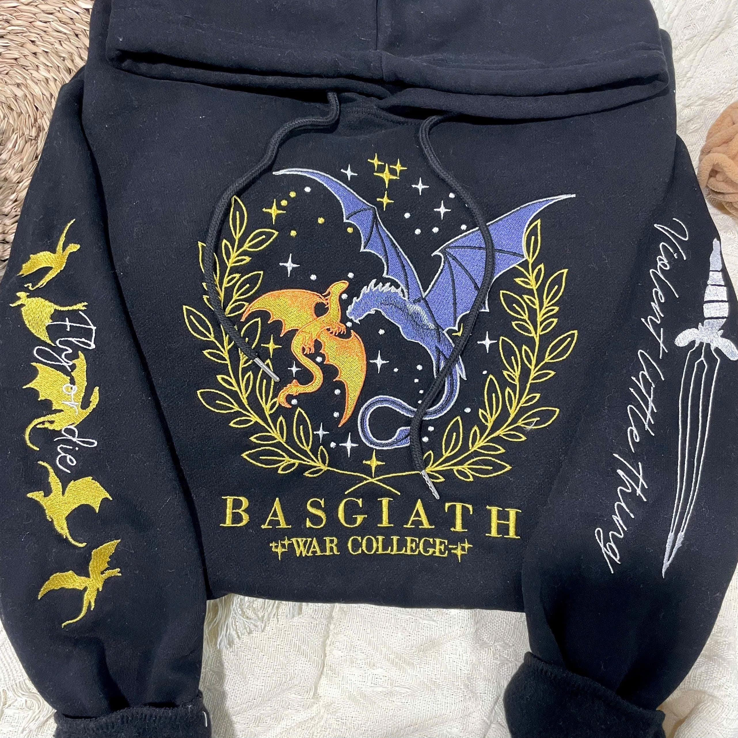 Fourth Wing Embroider Sweatshirt, Custom Basgiath War College, Dragon Rider,Violet Sorrengail,Xaden Riorson,Riders Quadrant,Fantasy Reader VEMB42
