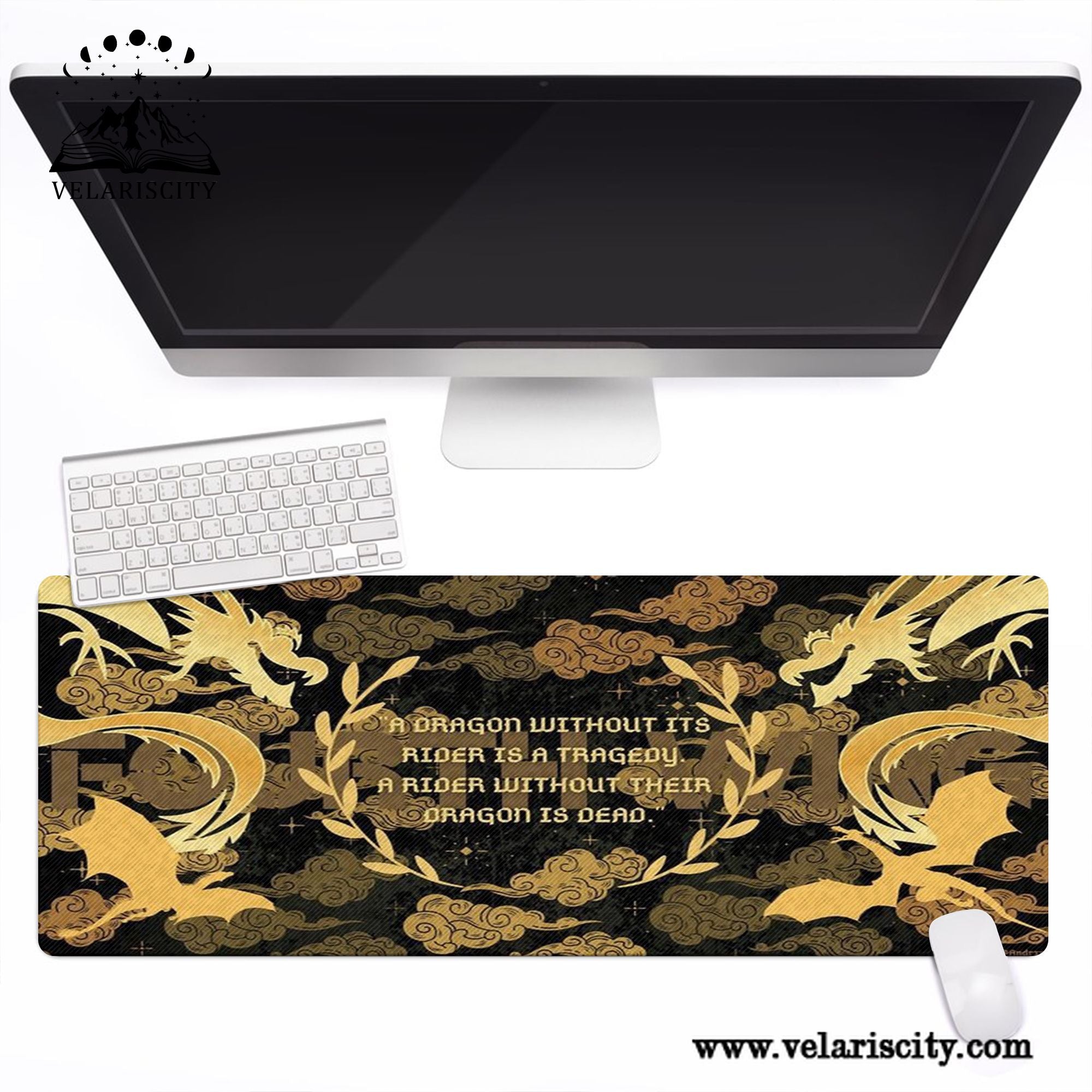 Fourth Wing Quote Desk Mat, A Dragon Without Its Rider, Empyrean Series Large Mouse Pad, Gifts For Him DMVLR12