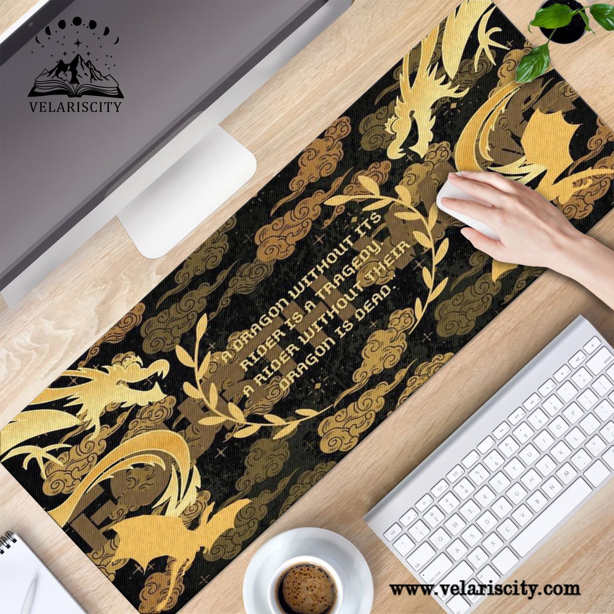 Fourth Wing Quote Desk Mat, A Dragon Without Its Rider, Empyrean Series Large Mouse Pad, Gifts For Him DMVLR12