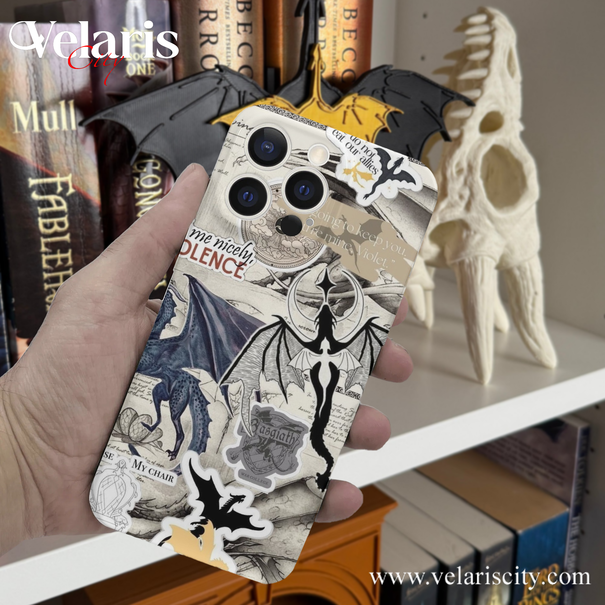 Phone Case Fourth Wing Dragon Collage Design -Fourth Wing Inspired Magical Sword Design, Fantasy Novel iPhone Cover, Book Lover Gift  PCVLR32