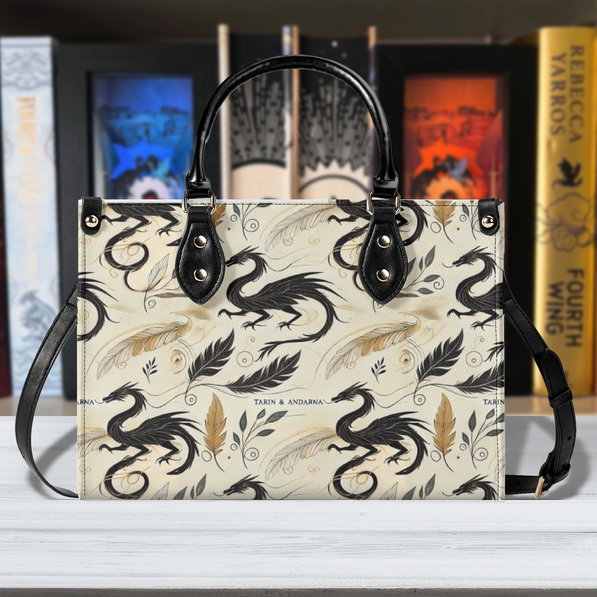 Fourth Wing Inspired Tarin & Andarna Dragon Leather Bag, Fourth Wing Inspired Bag, Personalized Leather Bag, Fantasy Leather Handbag, Perfect Gift for Women. HBVLR35