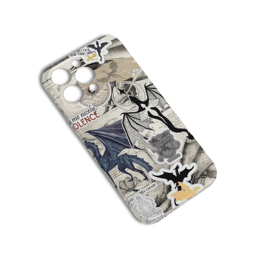 Phone Case Fourth Wing Dragon Collage Design -Fourth Wing Inspired Magical Sword Design, Fantasy Novel iPhone Cover, Book Lover Gift  PCVLR32