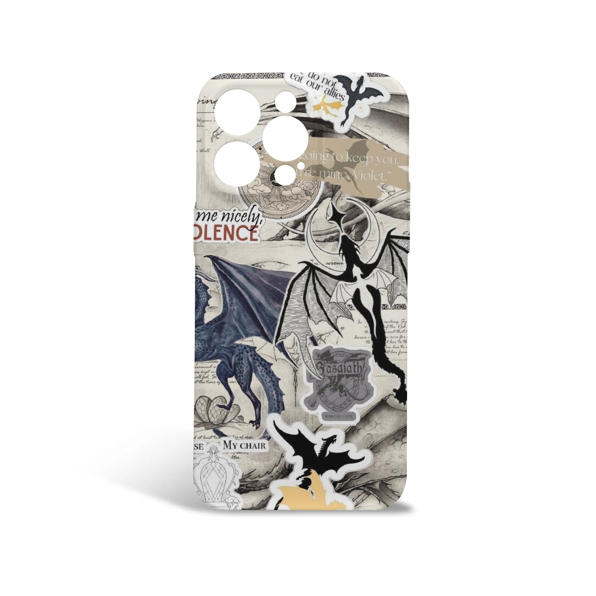 Phone Case Fourth Wing Dragon Collage Design -Fourth Wing Inspired Magical Sword Design, Fantasy Novel iPhone Cover, Book Lover Gift  PCVLR32