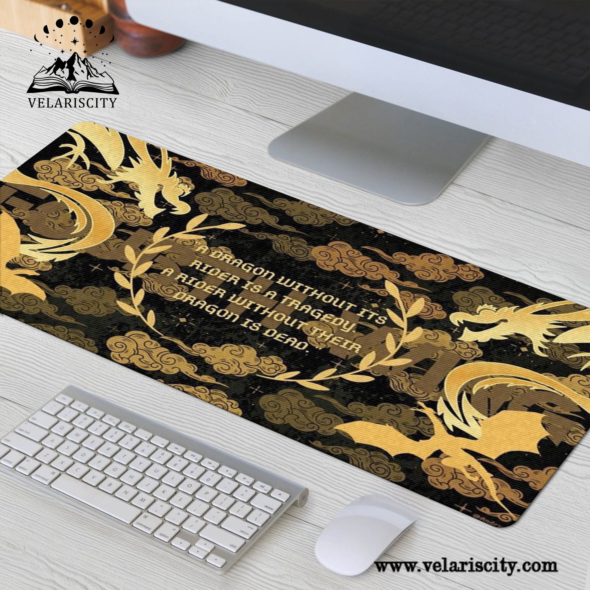 Fourth Wing Quote Desk Mat, A Dragon Without Its Rider, Empyrean Series Large Mouse Pad, Gifts For Him DMVLR12