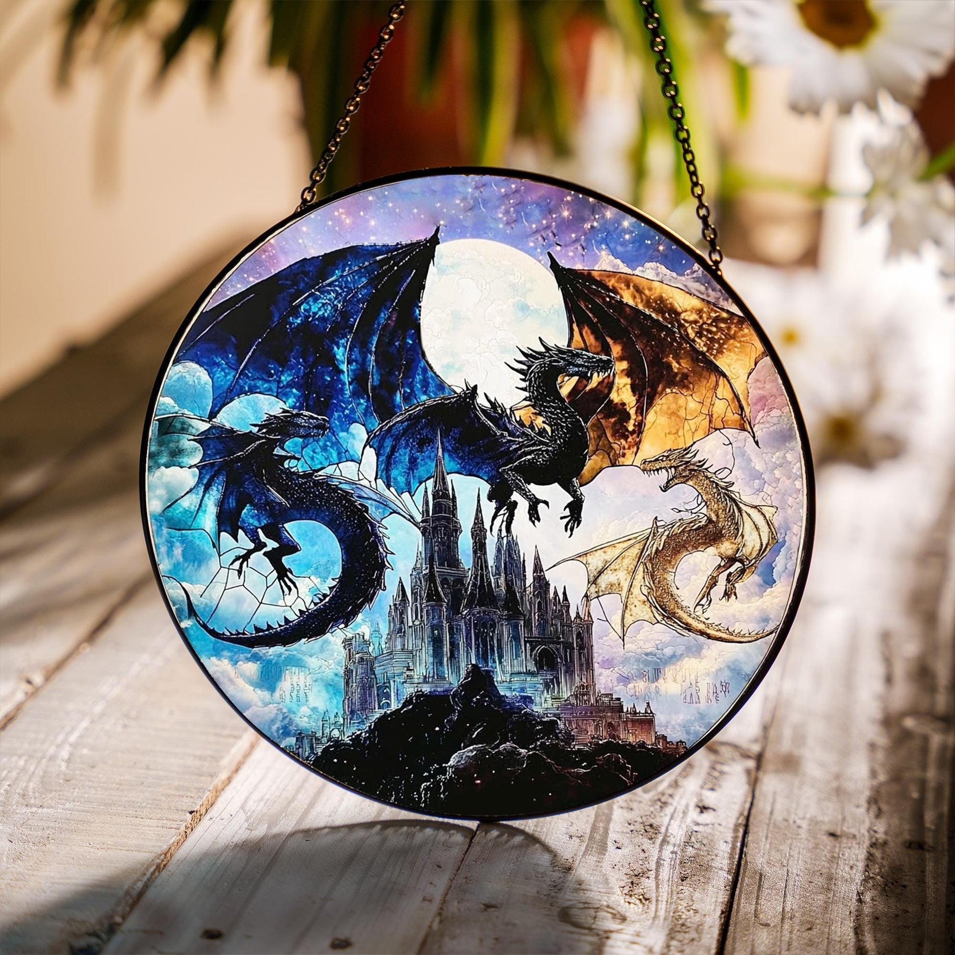 Onyx Storm Suncatcher Ornament, Onyx Storm Acrylic, Tairn & Andarna Ornament, Fourth Wing Series Gift, Dragon Rider, Fantasy Book Suncatcher SGVLR34
