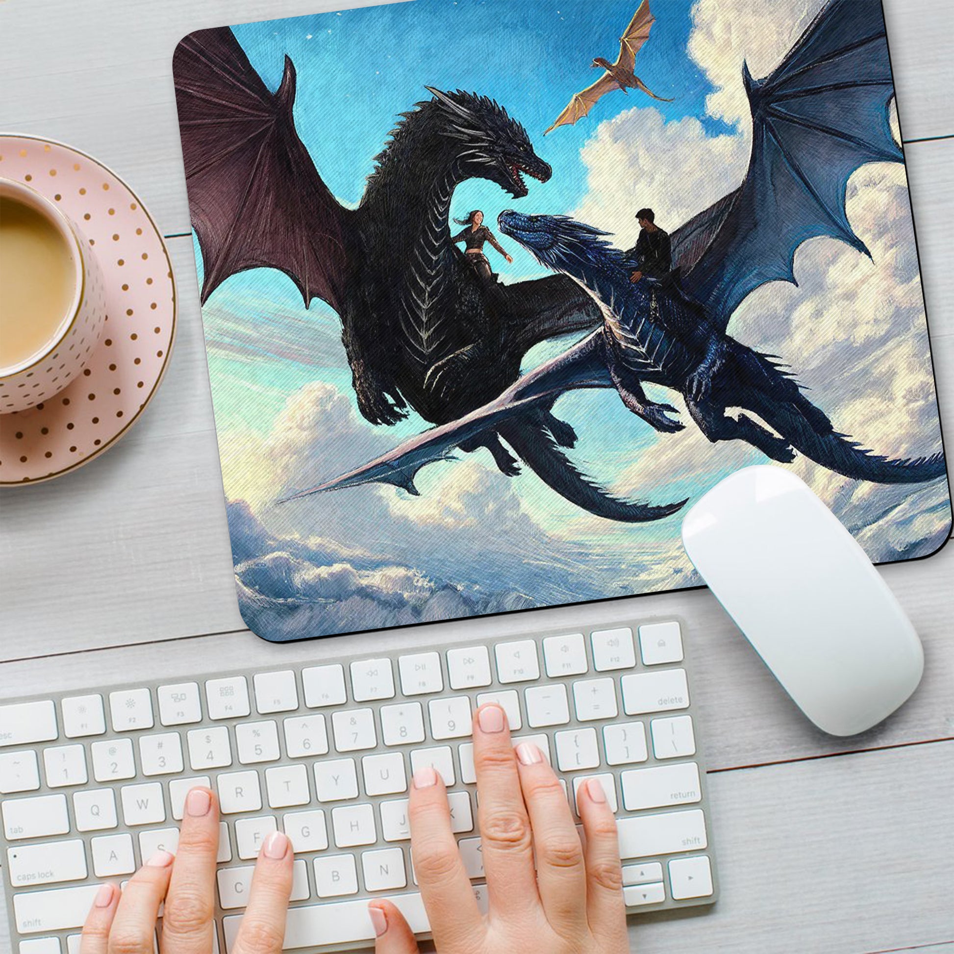 Fourth Wing Dragon Riders Desk Mat, Violet, Xaden & Tairn, Fantasy Bookish Mouse Pad, Gifts For Fan DMVLR35