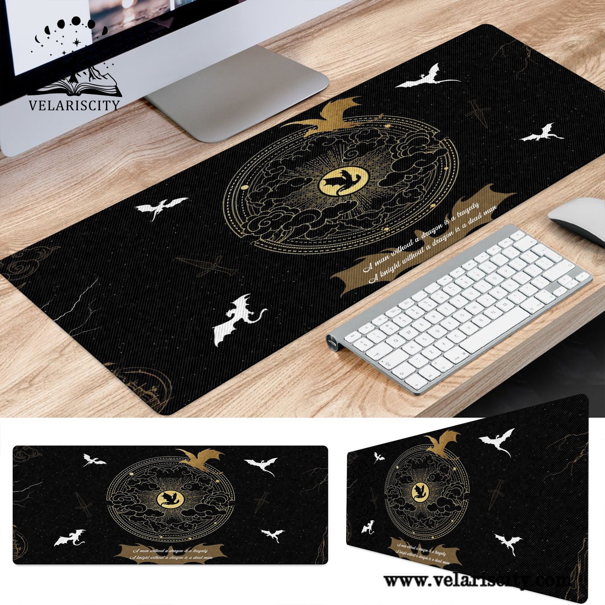 Fourth Wing Dragon Desk Mat, Epic Fantasy Quote Mouse Pad, Empyrean Series Desk Pad, Gifts For Him DMVLR13