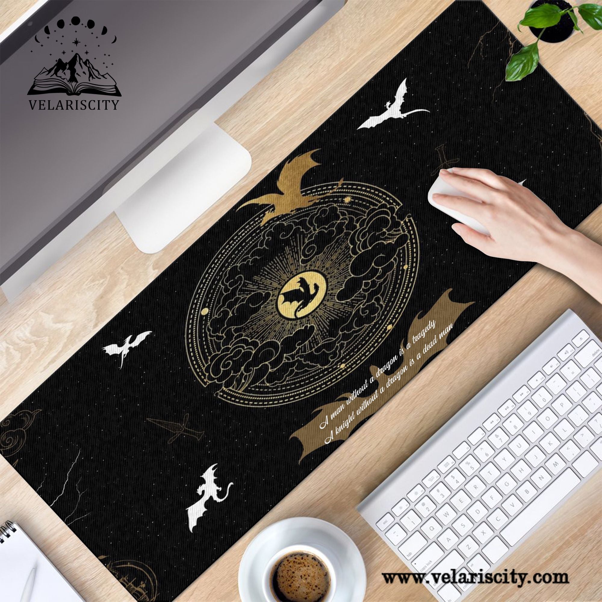 Fourth Wing Dragon Desk Mat, Epic Fantasy Quote Mouse Pad, Empyrean Series Desk Pad, Gifts For Him DMVLR13