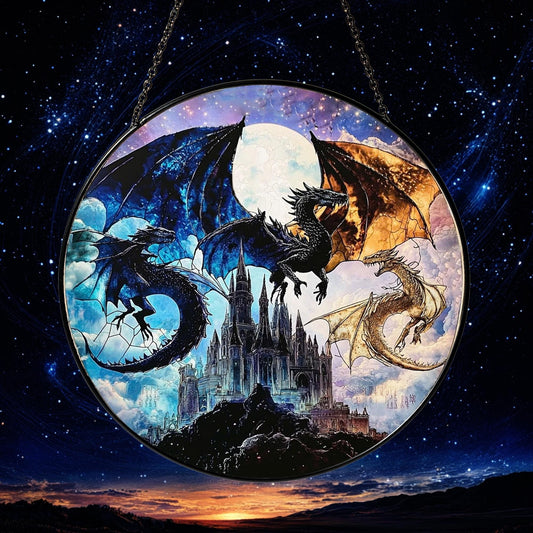 Onyx Storm Suncatcher Ornament, Onyx Storm Acrylic, Tairn & Andarna Ornament, Fourth Wing Series Gift, Dragon Rider, Fantasy Book Suncatcher SGVLR34
