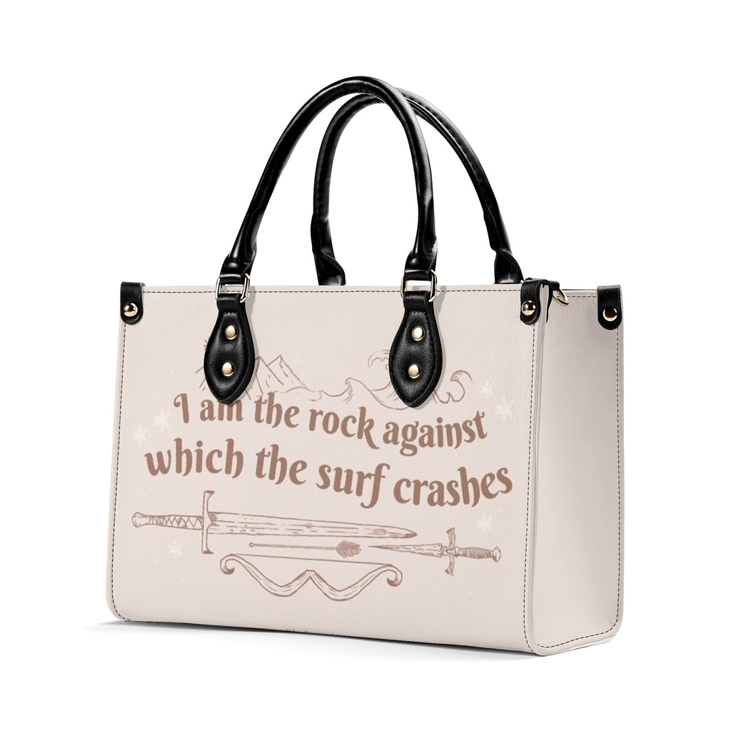 " I am the rock against which the surf crashes" Leather Bag, ACOSF Inspired Bag, Personalized Leather Bag, Fantasy Leather Handbag, Perfect Gift for Women. HBVLR36
