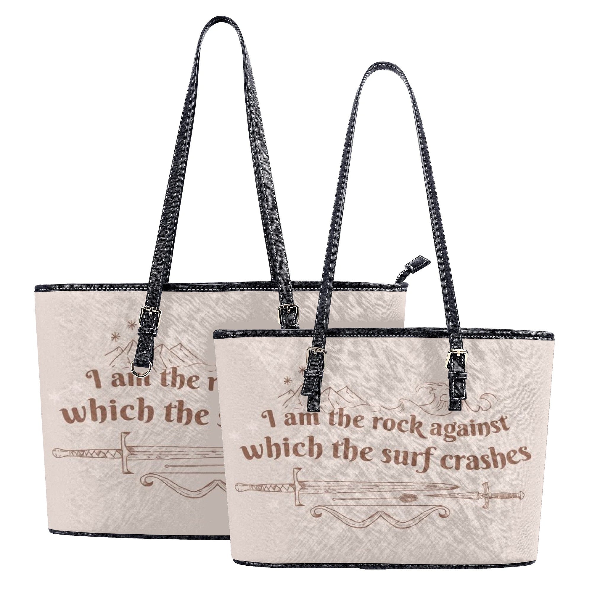 " I am the rock against which the surf crashes" Leather Bag, ACOSF Inspired Bag, Personalized Leather Bag, Fantasy Leather Handbag, Perfect Gift for Women. HBVLR36