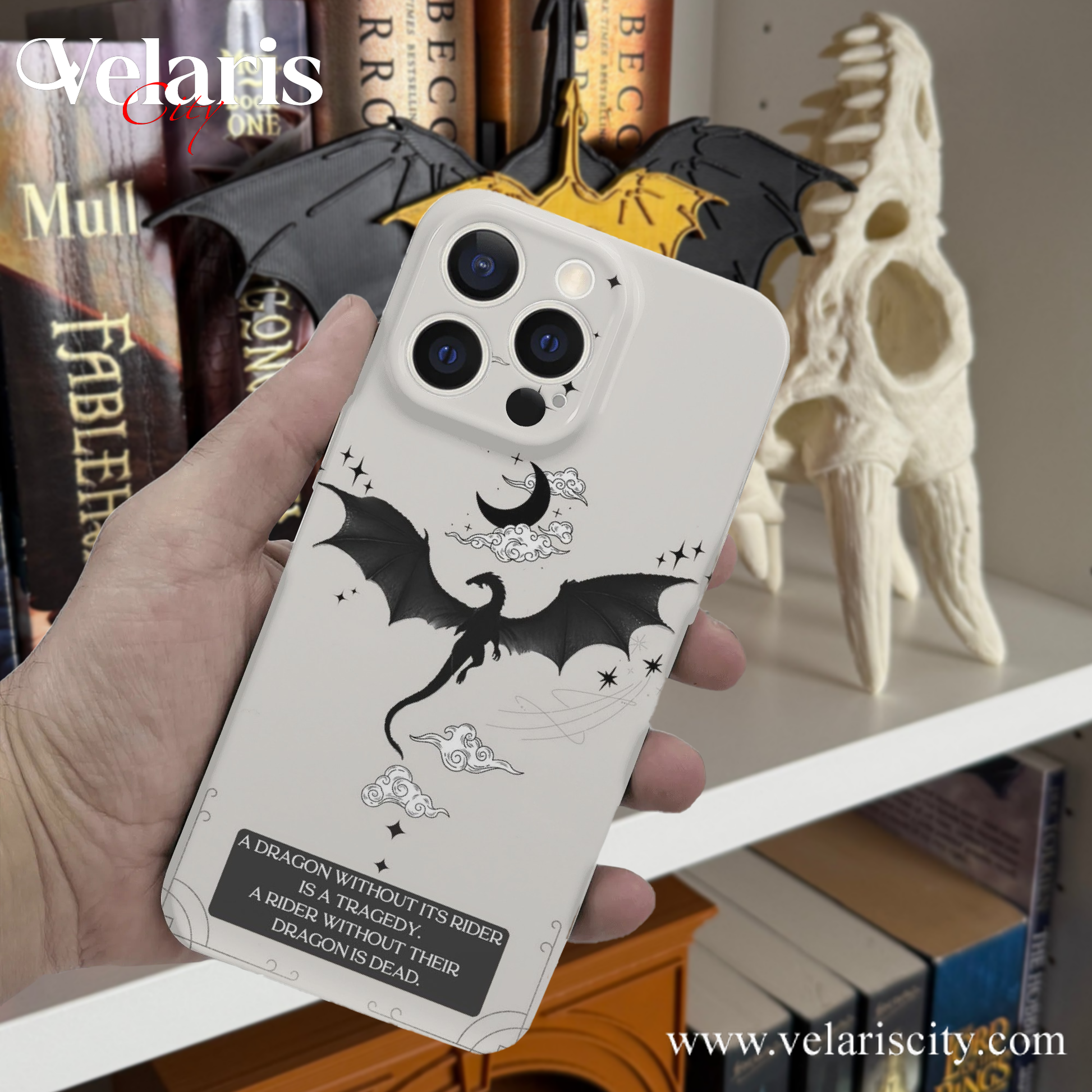 Phone Case Fourth Wing Dragon Silhouette with Quote - Fourth Wing Inspired Magical Sword Design, Fantasy Novel iPhone Cover, Book Lover Gift  PCVLR33