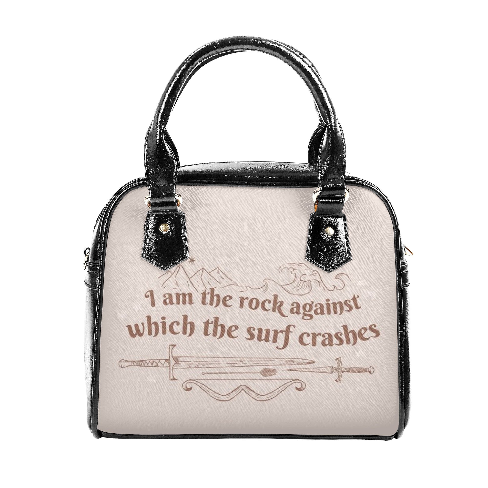 " I am the rock against which the surf crashes" Leather Bag, ACOSF Inspired Bag, Personalized Leather Bag, Fantasy Leather Handbag, Perfect Gift for Women. HBVLR36