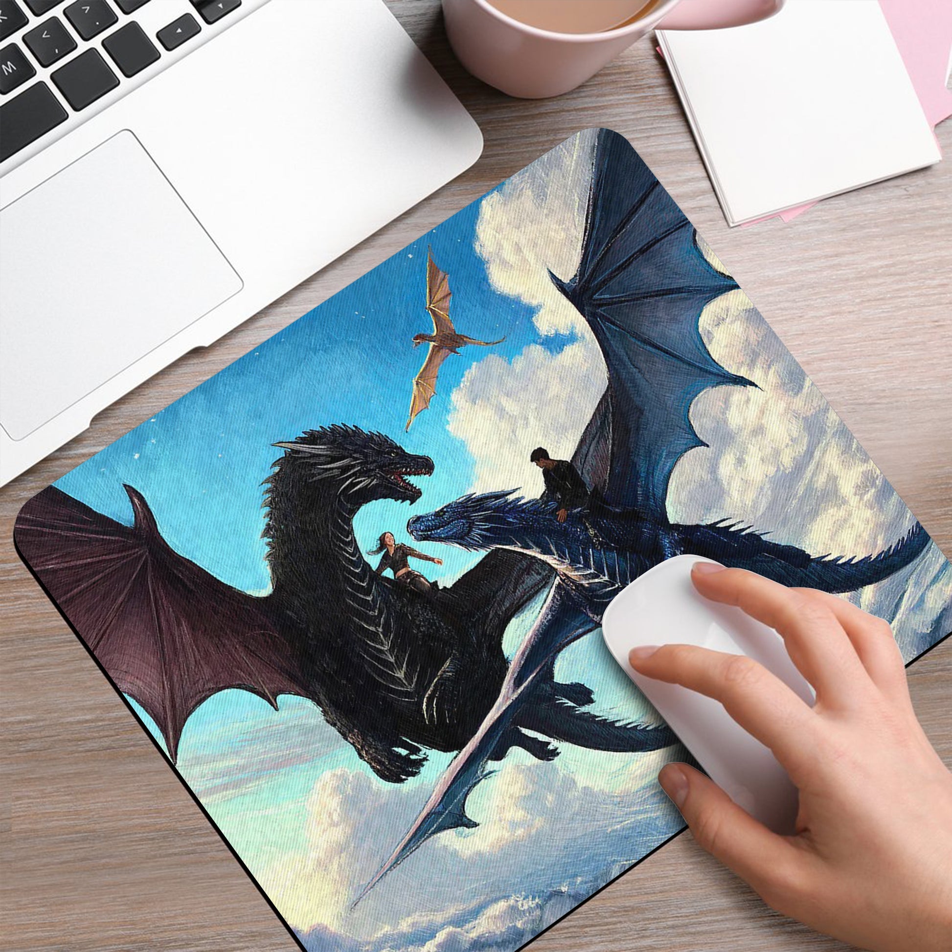 Fourth Wing Dragon Riders Desk Mat, Violet, Xaden & Tairn, Fantasy Bookish Mouse Pad, Gifts For Fan DMVLR35
