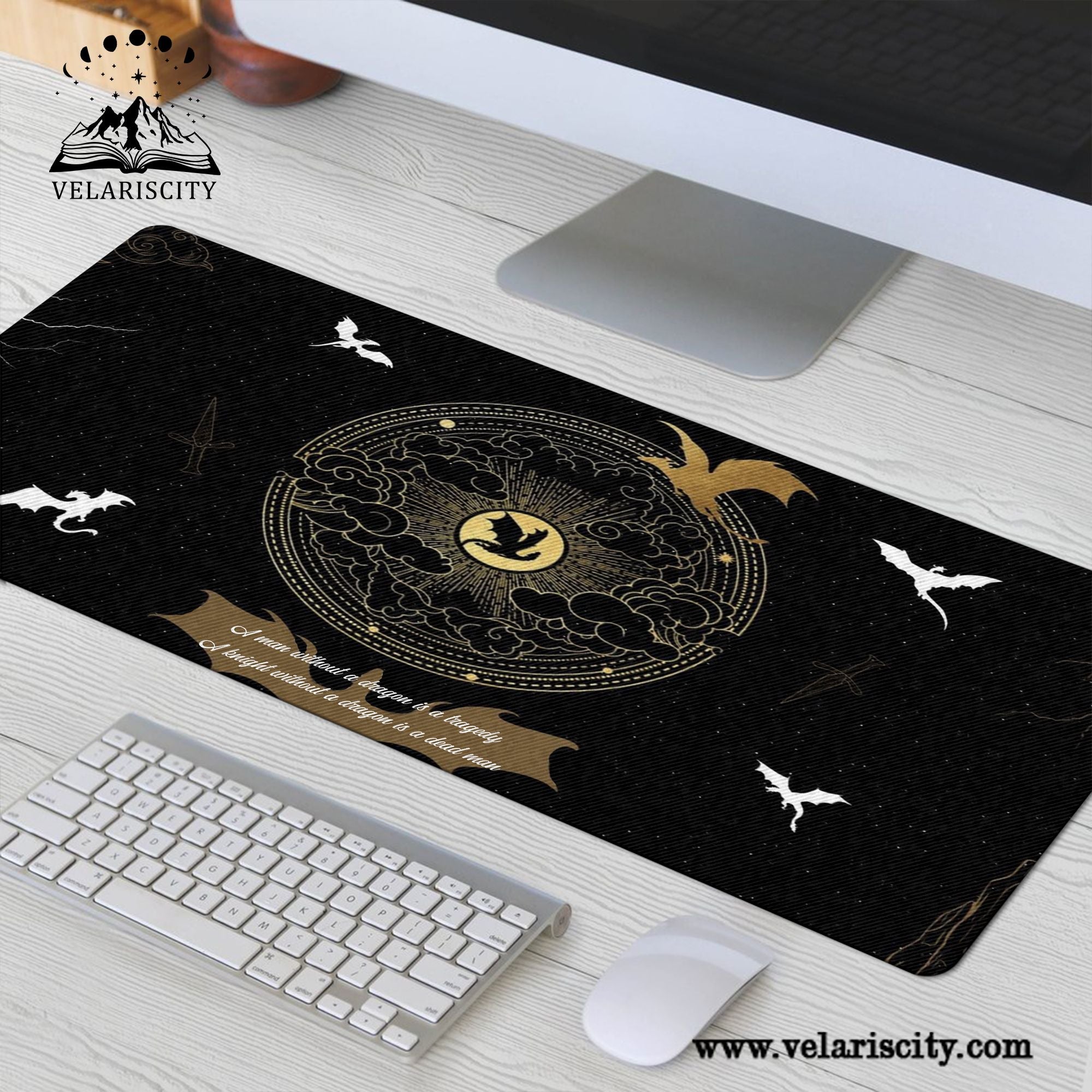 Fourth Wing Dragon Desk Mat, Epic Fantasy Quote Mouse Pad, Empyrean Series Desk Pad, Gifts For Him DMVLR13
