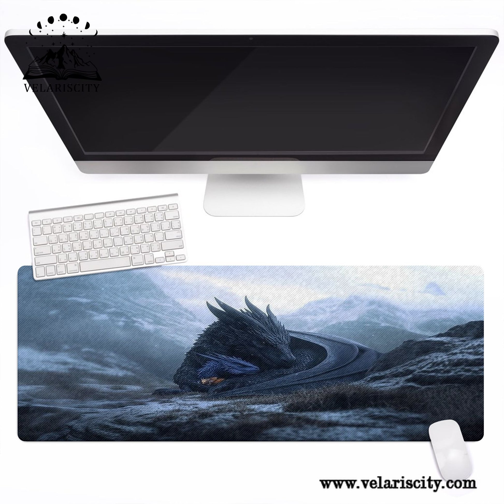 Fourth Wing Tairn Dragon Desk Mat, Fantasy Gaming Mouse Pad, Bookish Desk Decor for Readers DMVLR33