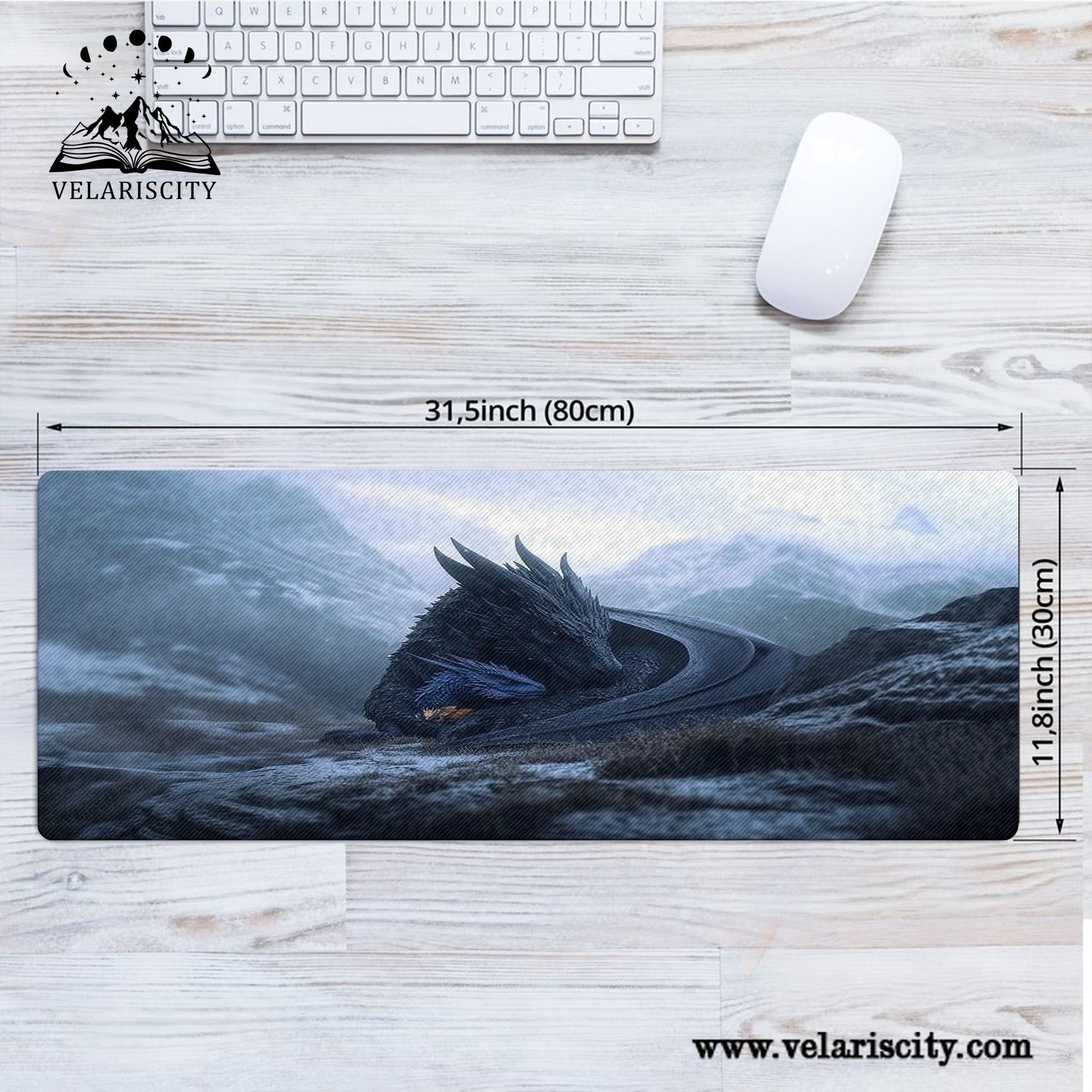 Fourth Wing Tairn Dragon Desk Mat, Fantasy Gaming Mouse Pad, Bookish Desk Decor for Readers DMVLR33