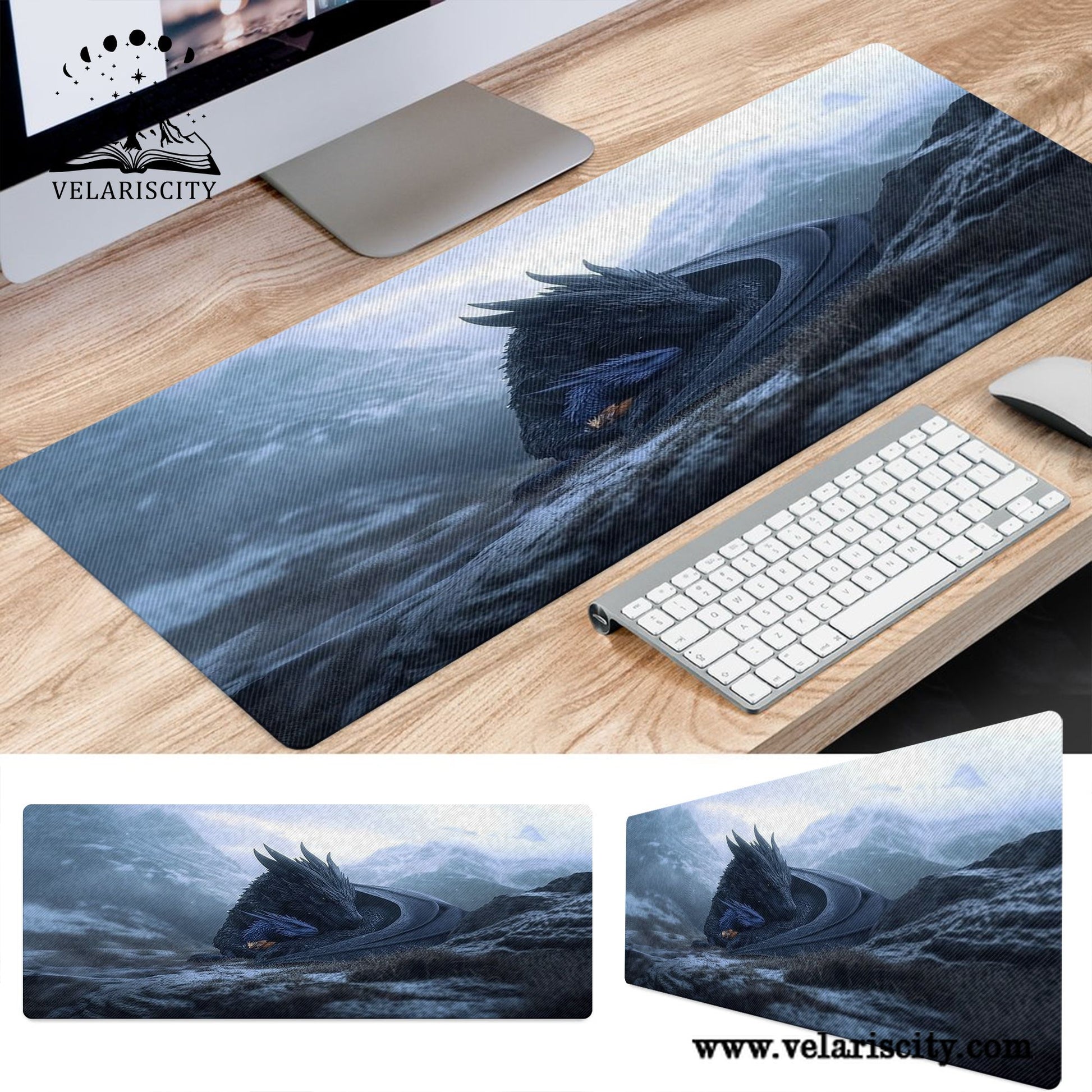 Fourth Wing Tairn Dragon Desk Mat, Fantasy Gaming Mouse Pad, Bookish Desk Decor for Readers DMVLR33