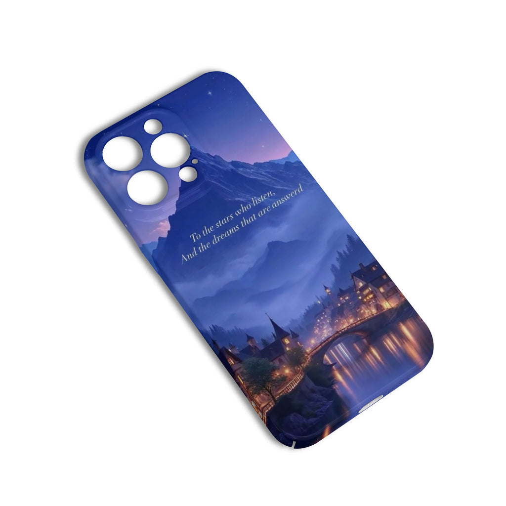 Phone Case Velaris Nightscape Design – “To the Stars Who Listen” Quote Inspired Magical Sword Design, Fantasy Novel iPhone Cover, Book Lover Gift  PCVLR34