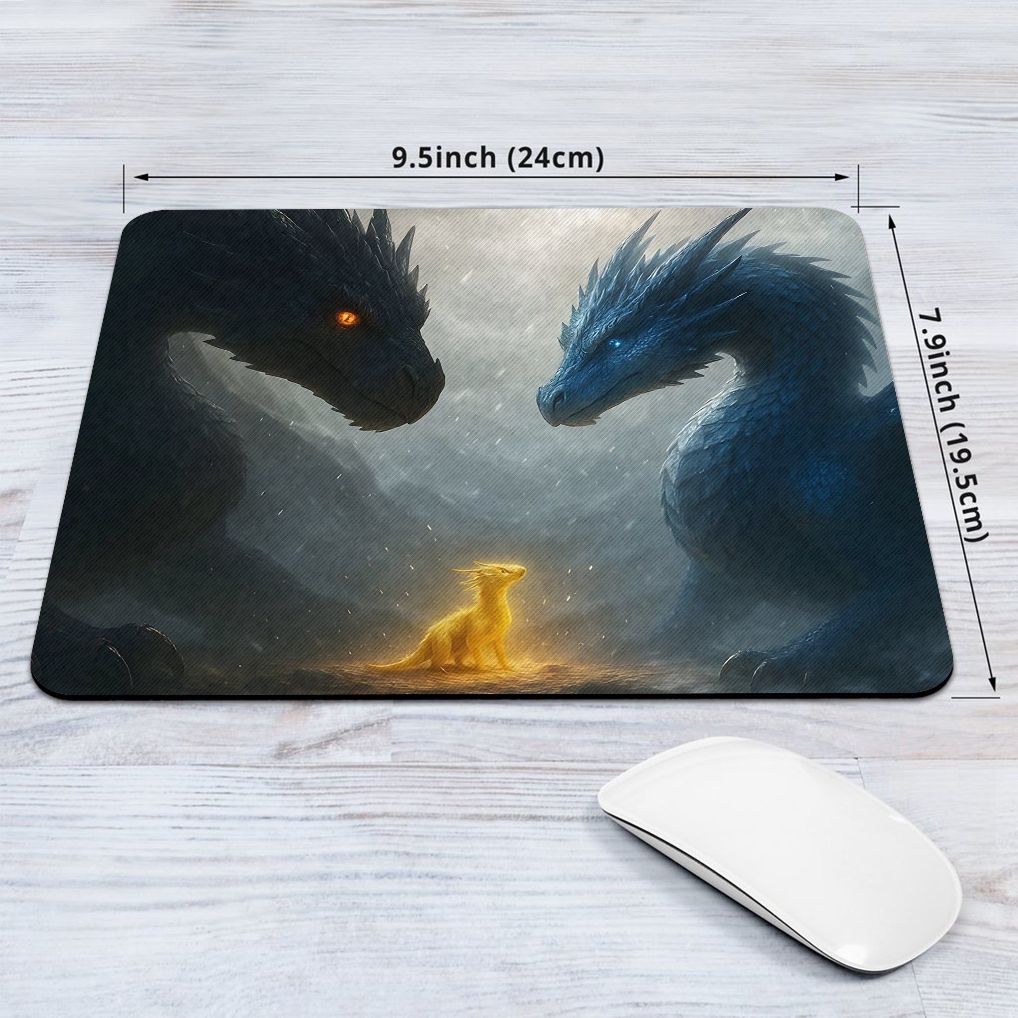 Fourth Wing Desk Mat, Tairn, Sgaeyl & Baby Dragon Andarna, Fantasy Bookish Mouse Pad, Gifts For Fan DMVLR36